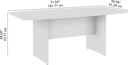 Bush Business Furniture 72-inch Office Conference Table with Wood Base, Boardroom Meeting Space for 6 Users, Natural Elm