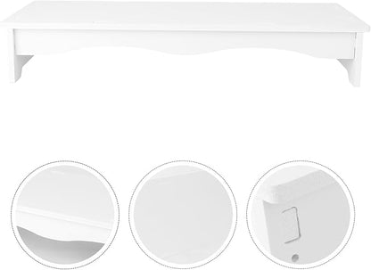 Computer Monitor Stand White Desktop Base Bracket Elevated Height Holder with Keyboard Storage for Office Desk Ergonomic Neck Relief and Sturdy Support