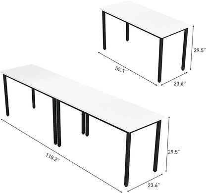 Bonzy Home Conference Tables 9ft Office Computer Desk for Meeting Room Study Writing Printer Podcast Table for 4-8 People Modern White 2PCS 110.2"x23.6"x29.5"