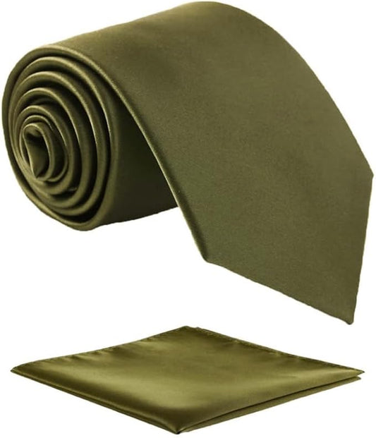 Mens Solid Satin Mens Tie With Hanky,Handmade Neckties For Men