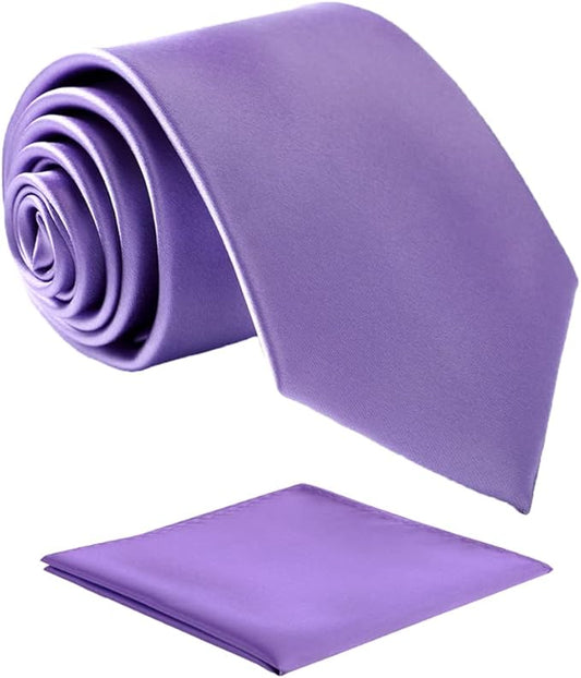 Mens Solid Satin Mens Tie With Hanky,Handmade Neckties For Men
