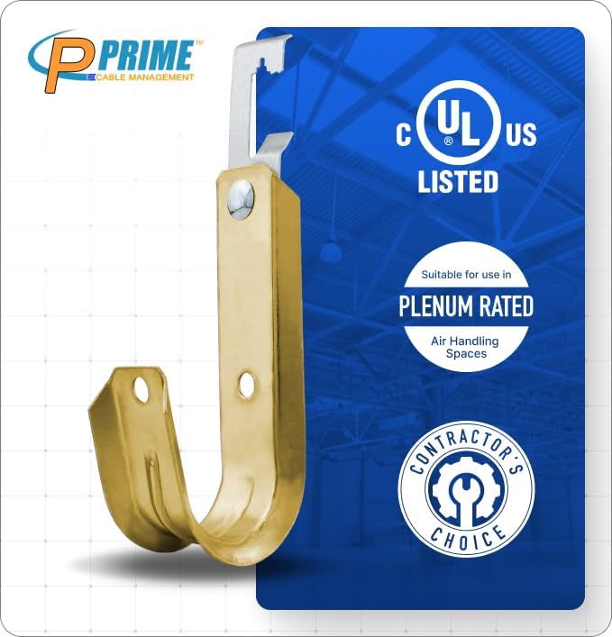 Prime Heavy Duty Metal Cable Support Batwing J-Hook Hangers with Bat Wing Clip for Ceiling Wire & Threaded Rod for Cable Management