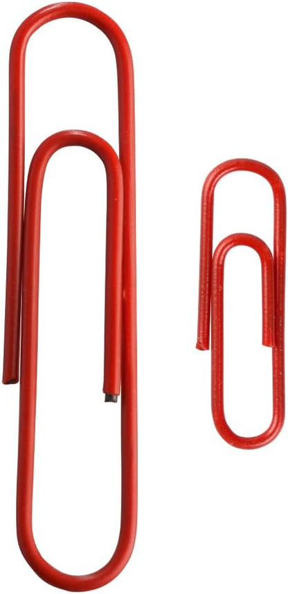 JAM PAPER Combo Pack Colorful Paper Clips - Standard & Jumbo - Red Paperclips - 1 Pack of 100 & 1 Pack of 75