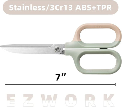 Multipurpose Scissors, Comfort-Grip Handles Sharp Scissors for Office Home School Craft Sewing Fabric Supplies (7", Green-1)