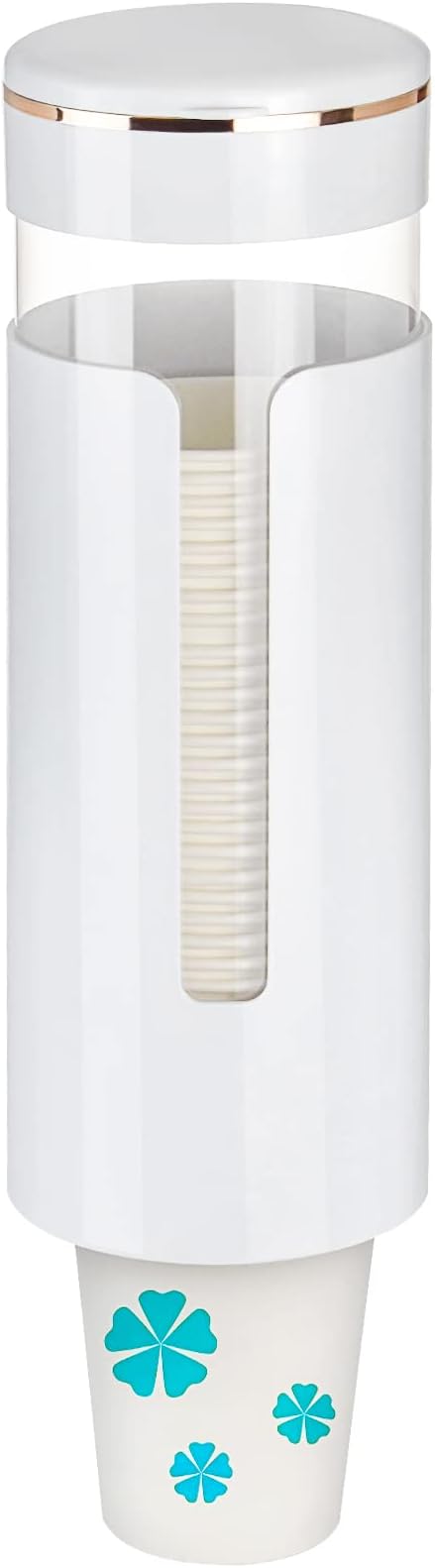 Cup Dispenser, Pull Type Water Cooler Cup Holder Fit 4oz-7oz Disposable Cups, Upgraded Wall Mounted Mouthwash Cup Dispenser for Bathroom Office Gym School (White)