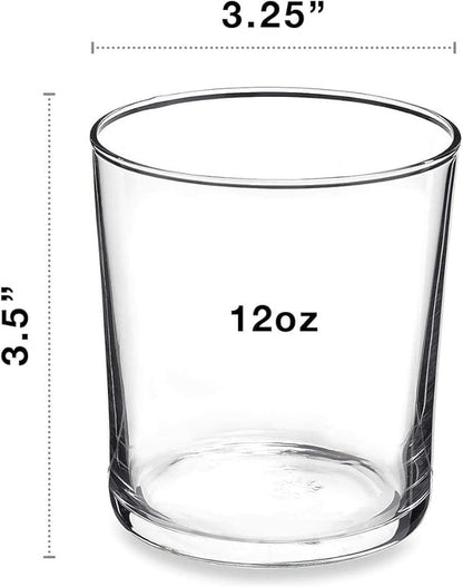 Bormioli Rocco Bodega Collection Glassware – Set Of 12 Medium 12 Ounce Drinking Glasses For Water, Beverages & Cocktails – 12oz Clear Tempered Glass Tumblers