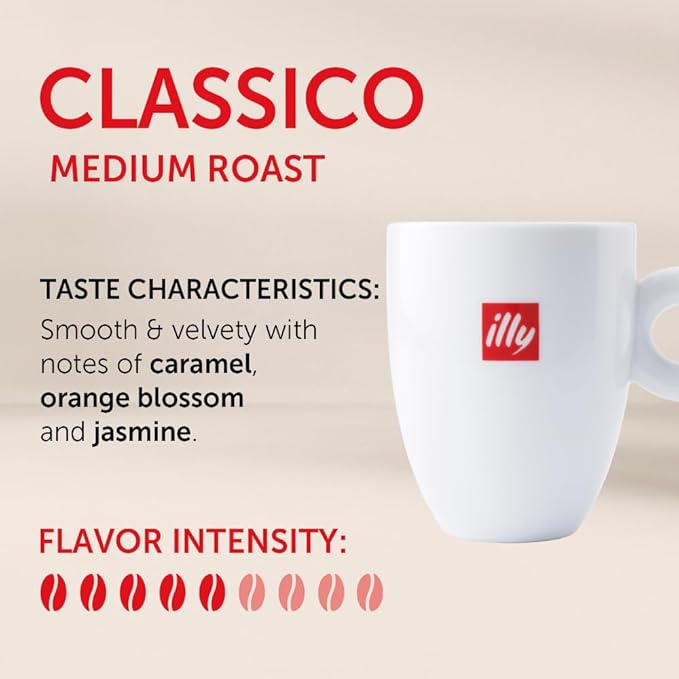 Illy Classico Ground Drip Coffee, Medium Roast, Classic Roast With Notes Of Chocolate & Caramel, 100% Arabica Coffee, No Preservatives, 8.8 Ounce (Pack Of 1)