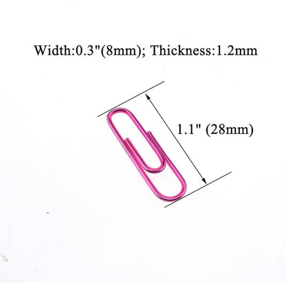HAHIYO Paper Clips 1.1" (28mm) Length Pink Paperclips Bright Colors Vinyl Coated Prevent Scratching Tearing The Pages Sturdy for Bookmark Organize Home Office School 150 Pack