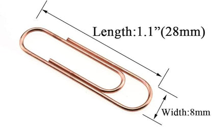 HAHIYO Paper Clips Sturdy 1.1 inches Length 300 Pack Paperclips Heavy Duty Tight Grip Rust Proof Reusable Metal Bright Rose Gold for Home Office School