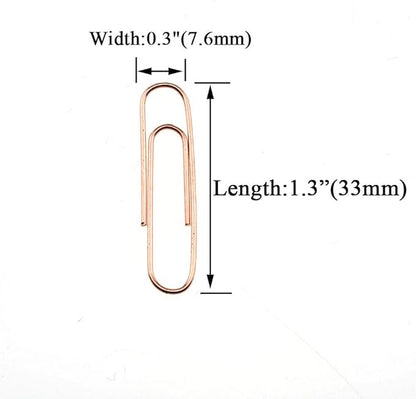 HAHIYO Paper Clips Sturdy 1.3 inches Length 180 Pack Paperclips Heavy Duty Tight Grip Rust Proof Reusable Metal Bright Rose Gold for Home Office School