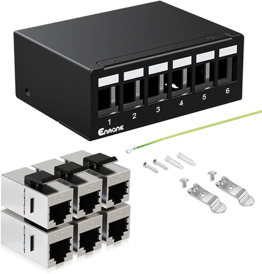 6 Port Patch Panel CAT6 Keystone Patch Panel UTP Network for Home/Office (1U 6Port, CAT6 Shielded)
