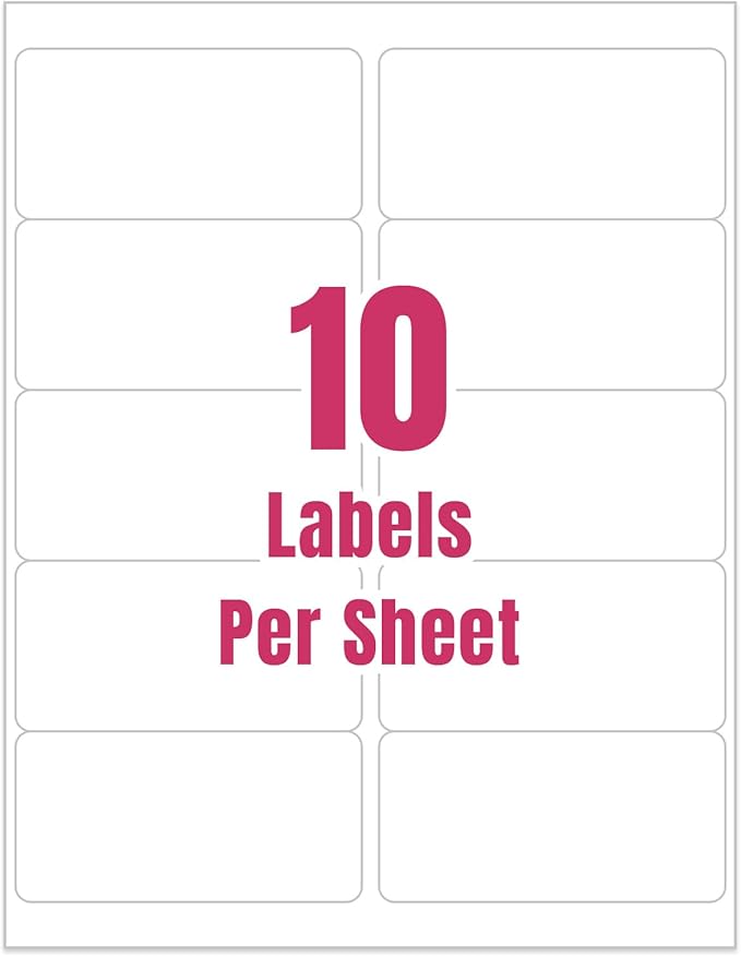 10UP 2" x 4" Shipping Labels Compatible with Laser & Inkjet Printers, Address Mailing Labels Self Adhesive Sticker Labels (100 Sheets,1000 Labels)