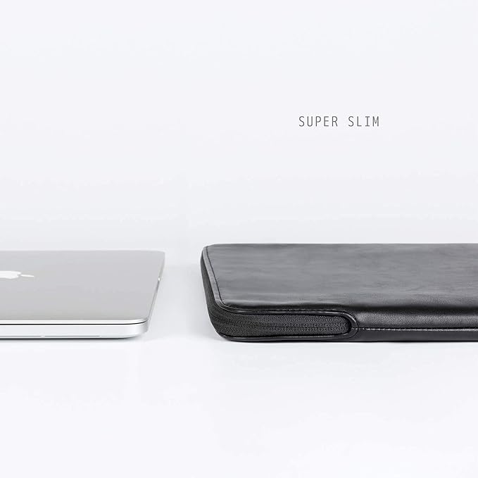 Comfyable Slim Protective Laptop Sleeve 15 Inch 14 Inch, PU Leather Bag Compatible with 15" MacBook Air (Snug Fit) M4 2025 & 14" MacBook Pro M4 (Loose Fit), Computer Case for Mac, Black