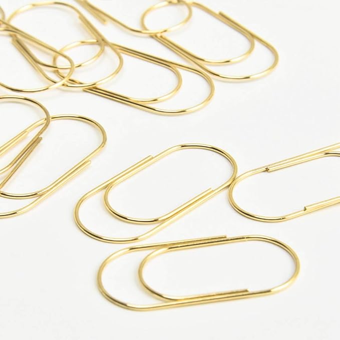 Gold Jumbo Big Paper Clips, 20pcs Oversized Gold Paperclips 50mm/2 inch Non Skid Smooth Finish Steel Wire Office Supply Accessories