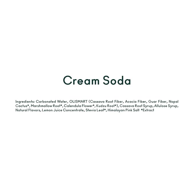 OLIPOP Prebiotic Soda Pop, Cream Soda, Pantry Pack Packed with Prebiotics, Fiber, and Botanicals, Gluten Free, Vegan, GMO Free, 12oz Skinny (12-Cans)