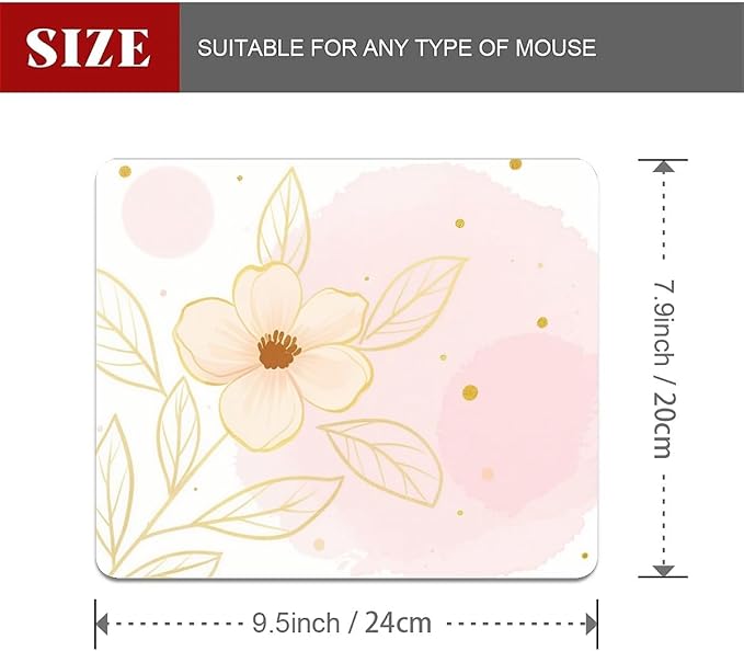 Square Mouse Pad Watercolor Phnom Penh Flowers, Personalized Premium-Textured Custom Mouse Mat Design, Washable Mousepad Cloth, Non-Slip Rubber Base Computer Mouse Pads for Wireless Mouse