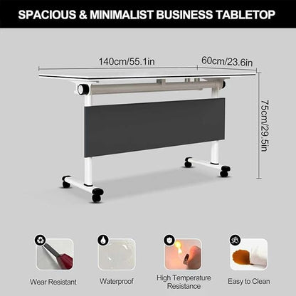 Folding Conference Table Modern Large Mobile Meeting Table Rolling Conference Room Tables with Wheels Seminar Tables for Office Training Classroom (10, Deep Grey, 55" D X 23.6" W X 29.5" H)