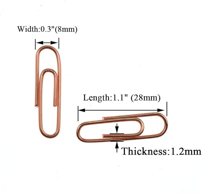 HAHIYO Paper Clips 1.1 inches (28mm) Length Rose Gold Paperclips Bright Colors Vinyl Coated Prevent Scratching Tearing The Pages Sturdy for Bookmark Organize Home Office School 150 Pack