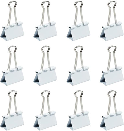 JAM PAPER Colorful Binder Clips - Large - 1 1/2 Inch (41 mm) - White Binderclips - 12/Pack