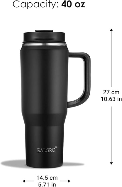 40 oz Tumbler with Handle, Insulated Tumblers with Lid and Straw, Large Metal Sports Water Bottle Jug, Thermal Stainless Steel Travel Coffee Mug Cup, Blue