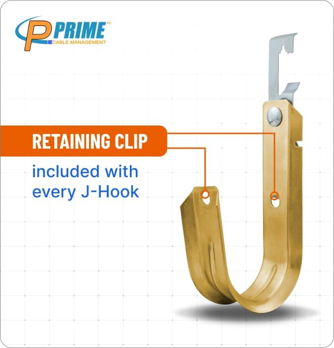 Prime Heavy Duty Metal Cable Support Batwing J-Hook Hangers with Bat Wing Clip for Ceiling Wire & Threaded Rod for Cable Management