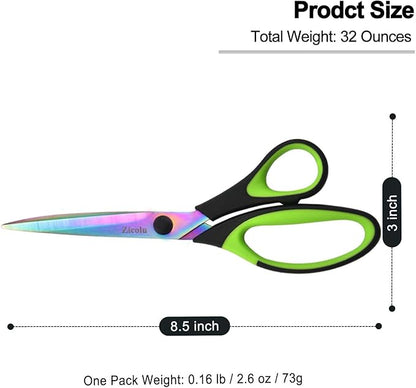 8.5" Scissors Bulk Set of 12-Pack, Sharp Scissors all Purpose Heavy Duty, Non-Stick and Titanium Coating Blade, Multipurpose Shears for Office Home School Sewing Fabric DIY Craft Supplies