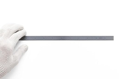 PEC Tools 12"/300mm Metal Ruler, High Quality Steel Ruler with Satin Chrome Finish, Decimal/Metric Graduation (1/10", 1/50", 1mm, 0.5mm) Suitable for CNC Operators and Engineers, Made in USA