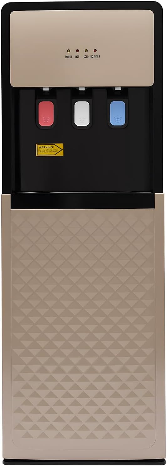 Bottom Loading Water Cooler Dispenser for 5 Gallon Bottles - 3 Temperatures with Hot, Room & Cold Spouts,Overload Protection, Dry Burning Protection,Water Dispenser for Home,Office (Champagne Gold)