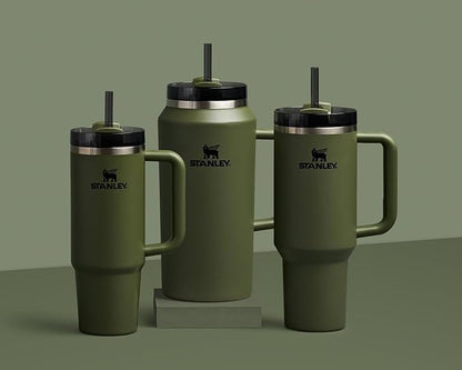 STANLEY Quencher H2.0 Tumbler with Handle and Straw 30 oz | Flowstate 3-Position Lid | Cup Holder Compatible for Travel | Insulated Stainless Steel Cup | BPA-Free | Dried Pine