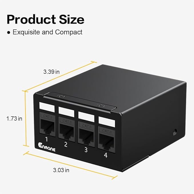 4 Port Patch Panel CAT6 Keystone Patch Panel (EC Listed) UTP Network for Home/Office (1U 4Port, CAT6)