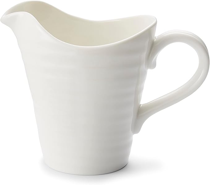 Portmeirion Sophie Conran White Small Pitcher with Handle | 8 Oz Creamer Pitcher for Coffee and Milk | Made from Fine Porcelain | Dishwasher and Microwave, Freezer & Oven Safe