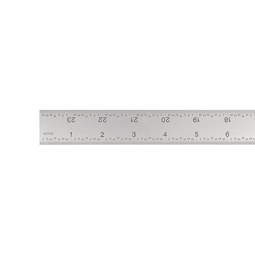 PEC Tools 24-Inch Rigid Metal Ruler, High-Quality Carbon Steel with Satin Chrome Finish, 3R Graduation (1/32", 1/64", 1/10", 1/50"), Trusted by Professionals, Made in USA