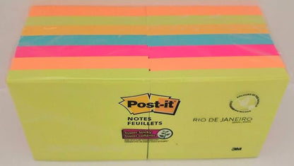 Post-it Super Sticky Notes, 3 in x in, Rio de Janeiro Collection, 14 Pads, 90 Sheets/Pad