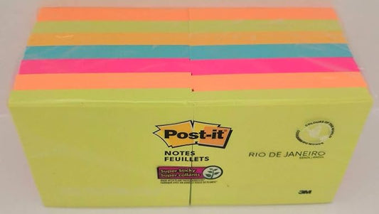 Post-it Super Sticky Notes, 3 in x in, Rio de Janeiro Collection, 14 Pads, 90 Sheets/Pad