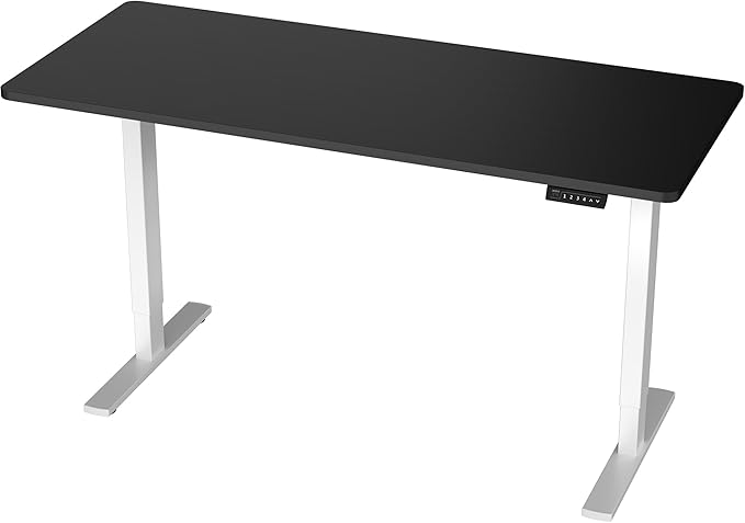 VIVO Electric 60 x 24 in Standing Desk, Memory Height Adjustment, 1B Series, One-Piece Black Top, White Frame, DESK-KIT-1W6B