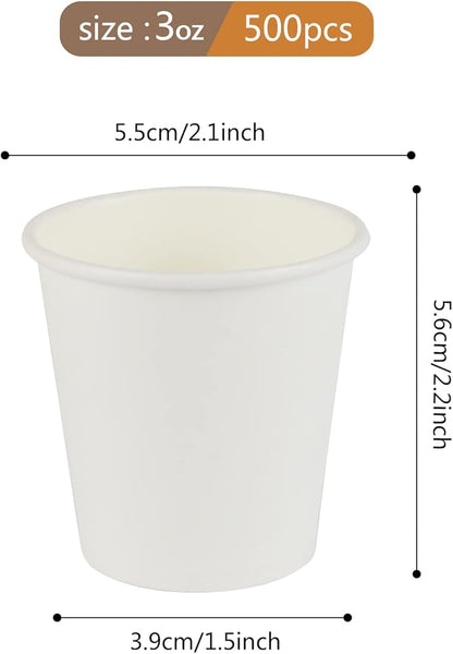 Yes!Fresh Disposable Paper Hot Coffee Cups for Office,Parties,Home,Travel,without Lids(White 3 oz 500 count)