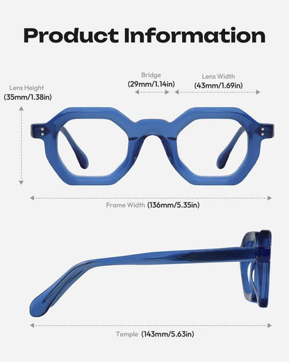 Blue Light Blocking Glasses - Anti Glare & Eyestrain, 99% Filter, Lightweight Acetate Frame for Gaming/Office/Reading