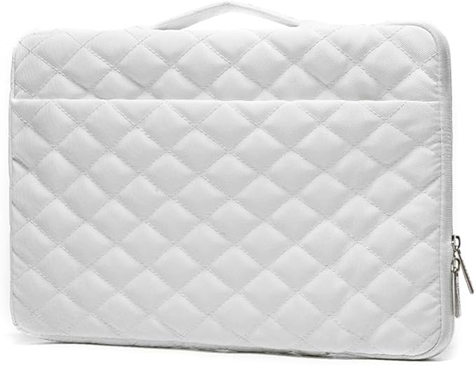 Kinmac White Embroidery 360° Heavy Duty Protective Laptop Sleeve Case Bag Cover with Handle for MacBook Air 13 inch,iPad Pro 13 inch and 13.3 inch HP,Dell,Lenovo,Asus,Acer Laptop