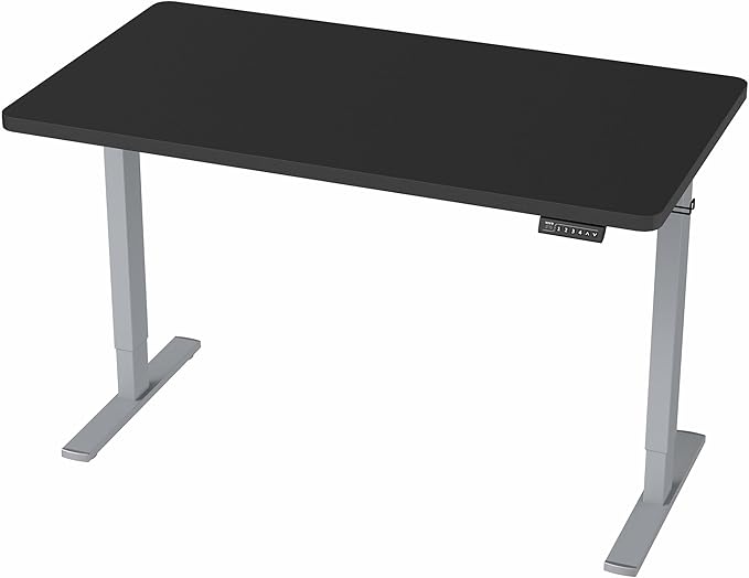 VIVO Electric 43 x 24 in Standing Desk, Memory Height Adjustment, 1B Series, One-Piece Black Top, Gray Frame, DESK-KIT-1G4B