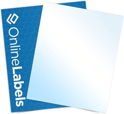White Gloss Sticker Paper - 8.5 x 11 Full Sheet Label - for Cutting Machines, Scissors - Permanent - No Backslit - 25 Sheets - Inkjet Printers - Online Labels