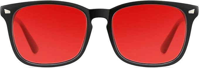 TIJN Sleep Glasses with Blue Green Light Blocking, Red Light Lens for Computer Gaming, Screen Fatigue & UV Protection