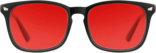 TIJN Sleep Glasses with Blue Green Light Blocking, Red Light Lens for Computer Gaming, Screen Fatigue & UV Protection