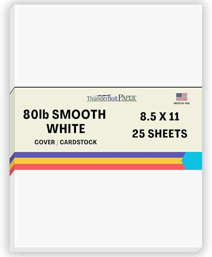 25 Bright White Smooth 80# Card Paper Sheets - 8.5" X 11" (8.5X11 Inches) Standard Letter|Flyer Size - 80 lb/Pound Cover Weight - Quality Paper - Consistency in Print - Smooth Finish