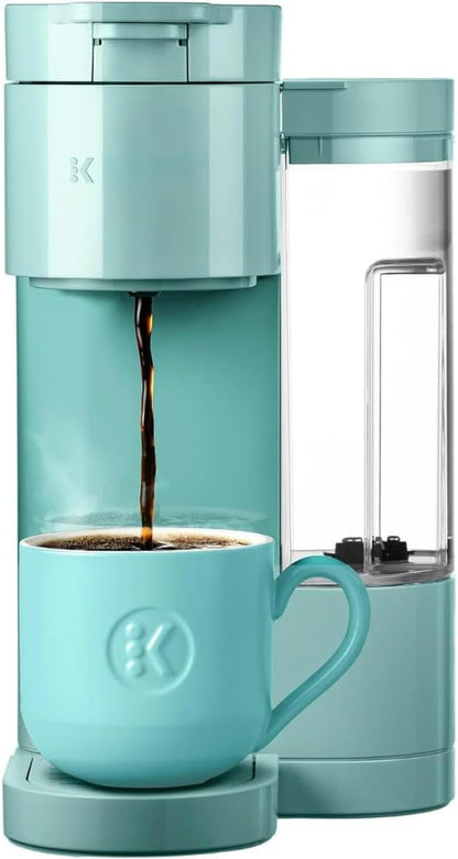 Express Essentials Single Serve Coffee Maker, 3 Cup Sizes, 36oz Removable Reservoir, cup Pod Compatible, Fast Brew, Travel Mug Friendly, Auto-Off, Compact 6.5” Design, Seafoam