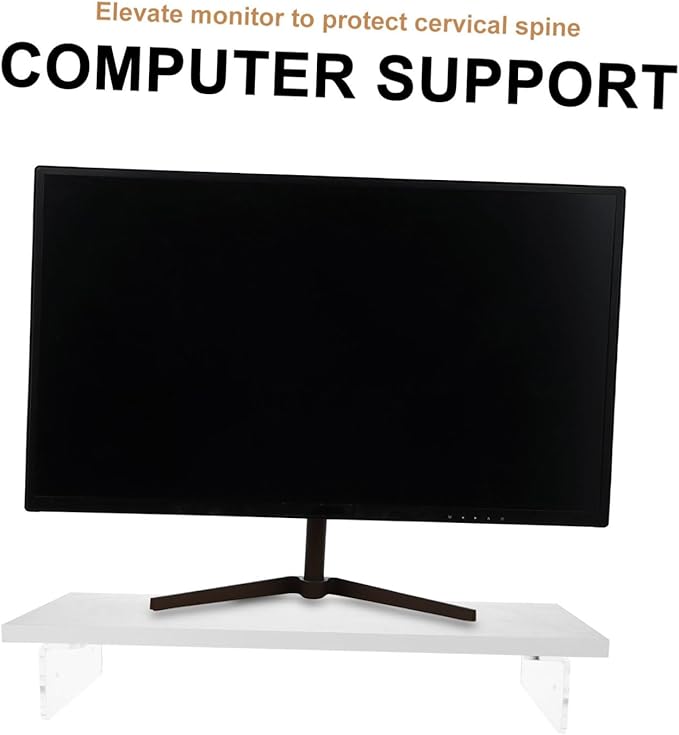 Acrylic Computer Monitor Stand Riser for Desk Laptop Holder with Strong Abrasion Resistance and Sturdy Design White Desktop Raiser for Comfortable Viewing and Improved Posture