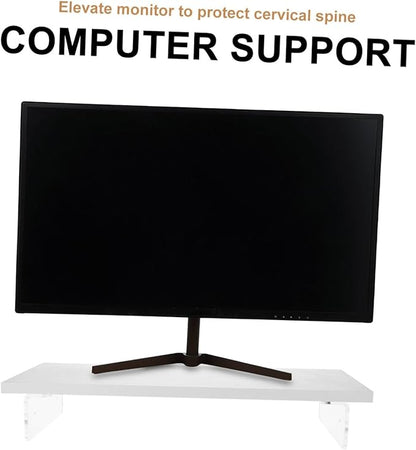 Acrylic Computer Monitor Stand Riser for Desk Laptop Holder with Strong Abrasion Resistance and Sturdy Design White Desktop Raiser for Comfortable Viewing and Improved Posture