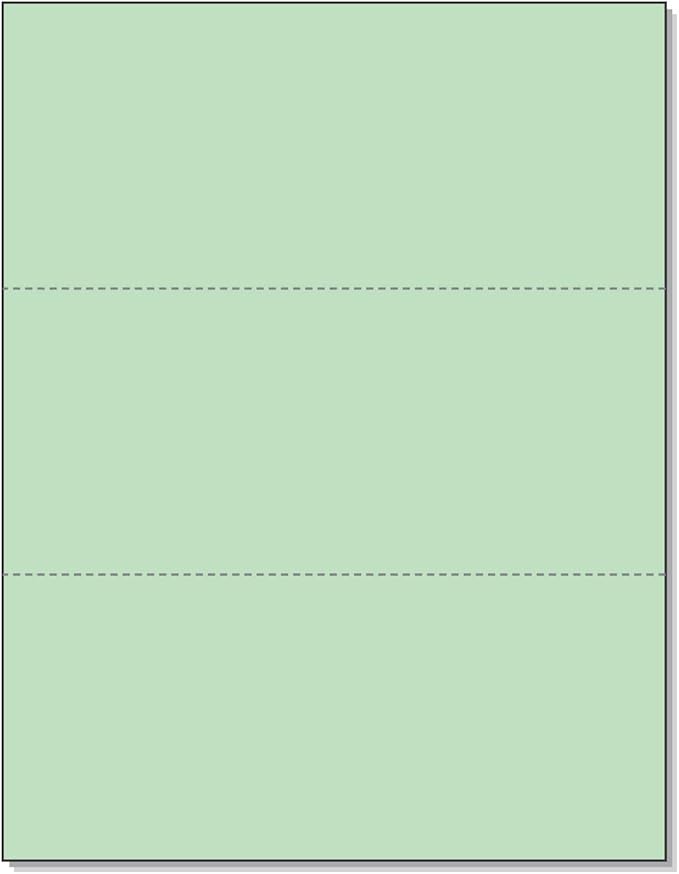 NextDayLabels - Pack of 500 Sheets, 8-1/2 x 11" Letter Size Perforated Paper (Green, Perf @ 3-2/3" and 7-1/3")