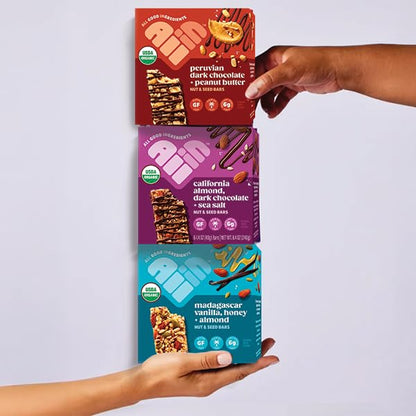 All In Snack Bars California Almond, Dark Chocolate + Sea Salt - Healthy Snack for Adults and Kids - Gluten Free - Organic - Non-GMO (6 Pack)