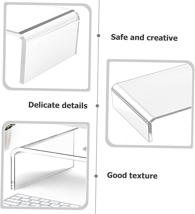 Acrylic Monitor Riser Stand Heavy Duty Computer Display Holder with Keyboard Storage Space Height Desk Organizer for Office and Home Use