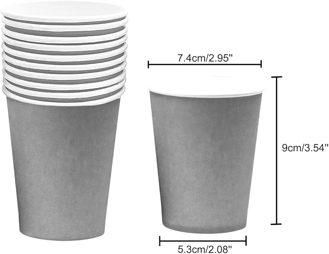 Silver Disposable Paper Cups,60pcs Paper Cups For DIY Wedding Party Picnic BBQ Travel and Event 8OZ (Silver)